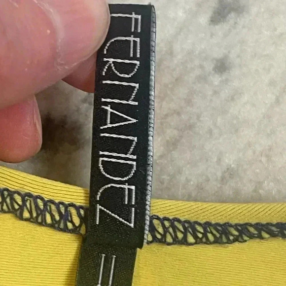 Lisa Marie Fernandez Size II Scuba Zip Up Color Block Neoprene Bikini Top Yellow - Picture 3 of 8